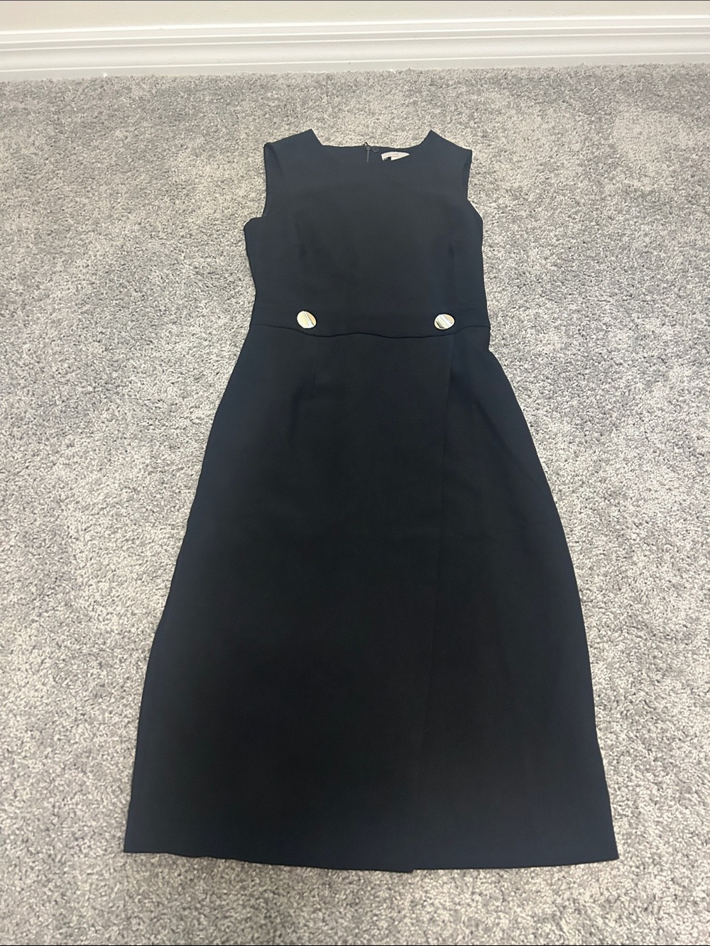 H&M Black Sleeveless Sheath Dress with Gold Buttons